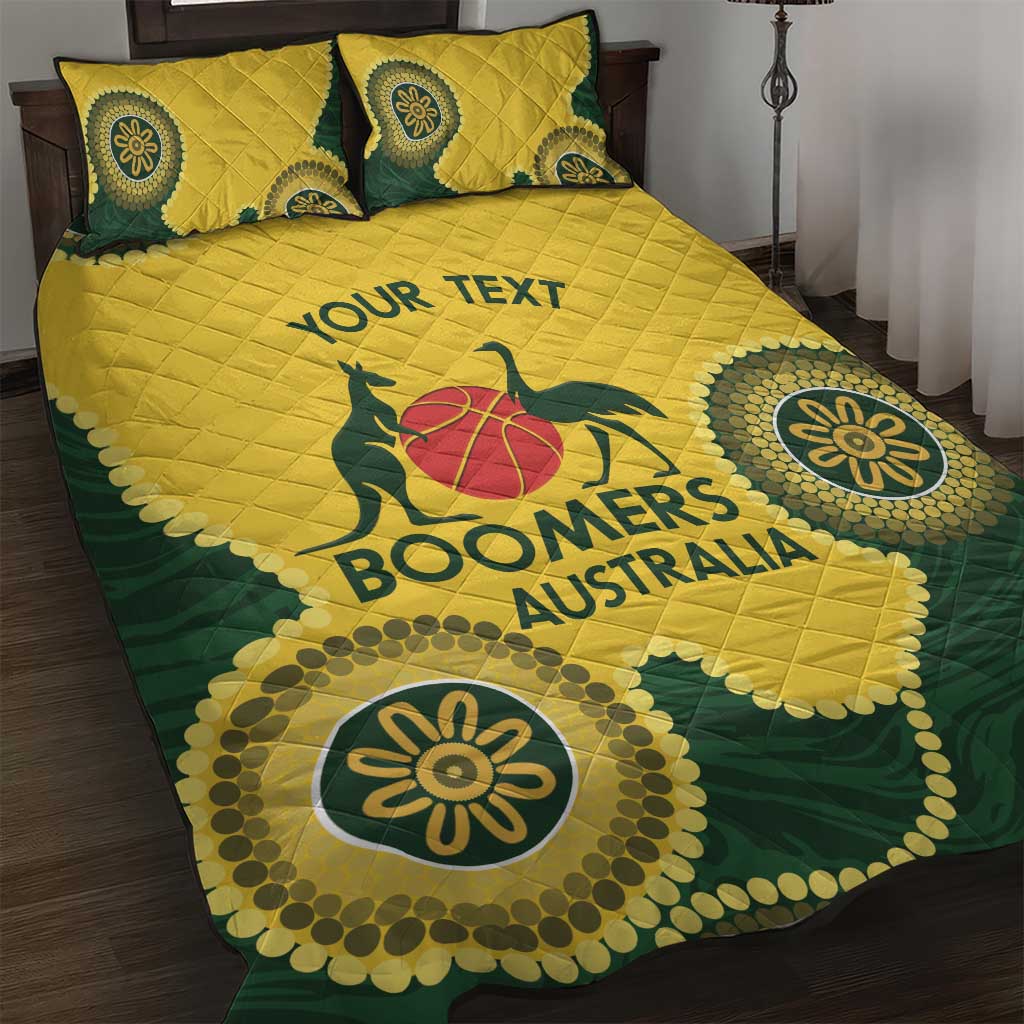 Custom Australia Boomers Quilt Bed Set Aboriginal With Marble Pattern - Yellow