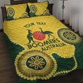 Custom Australia Boomers Quilt Bed Set Aboriginal With Marble Pattern - Yellow