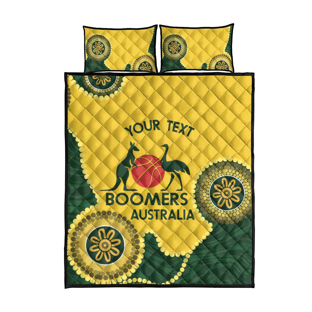 Custom Australia Boomers Quilt Bed Set Aboriginal With Marble Pattern - Yellow