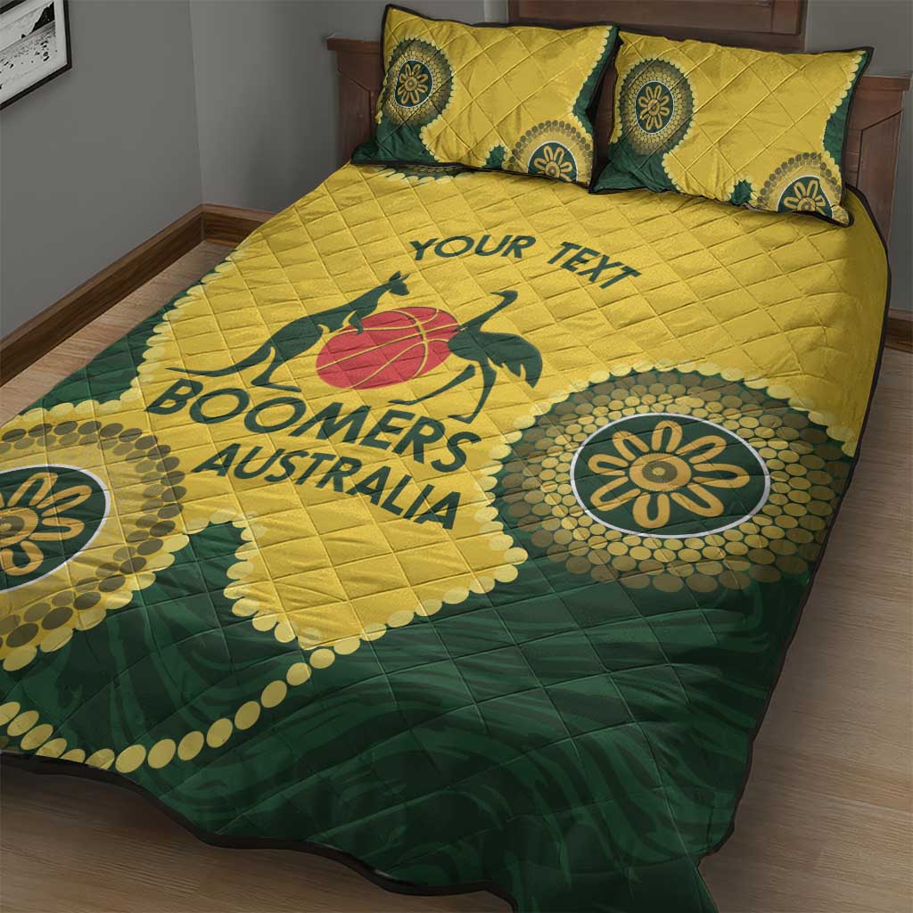 Custom Australia Boomers Quilt Bed Set Aboriginal With Marble Pattern - Yellow