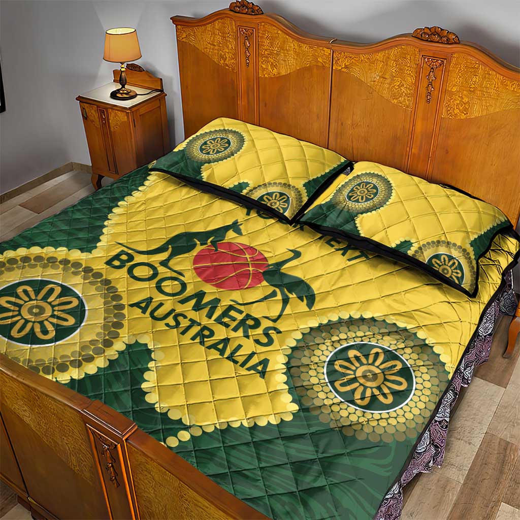 Custom Australia Boomers Quilt Bed Set Aboriginal With Marble Pattern - Yellow