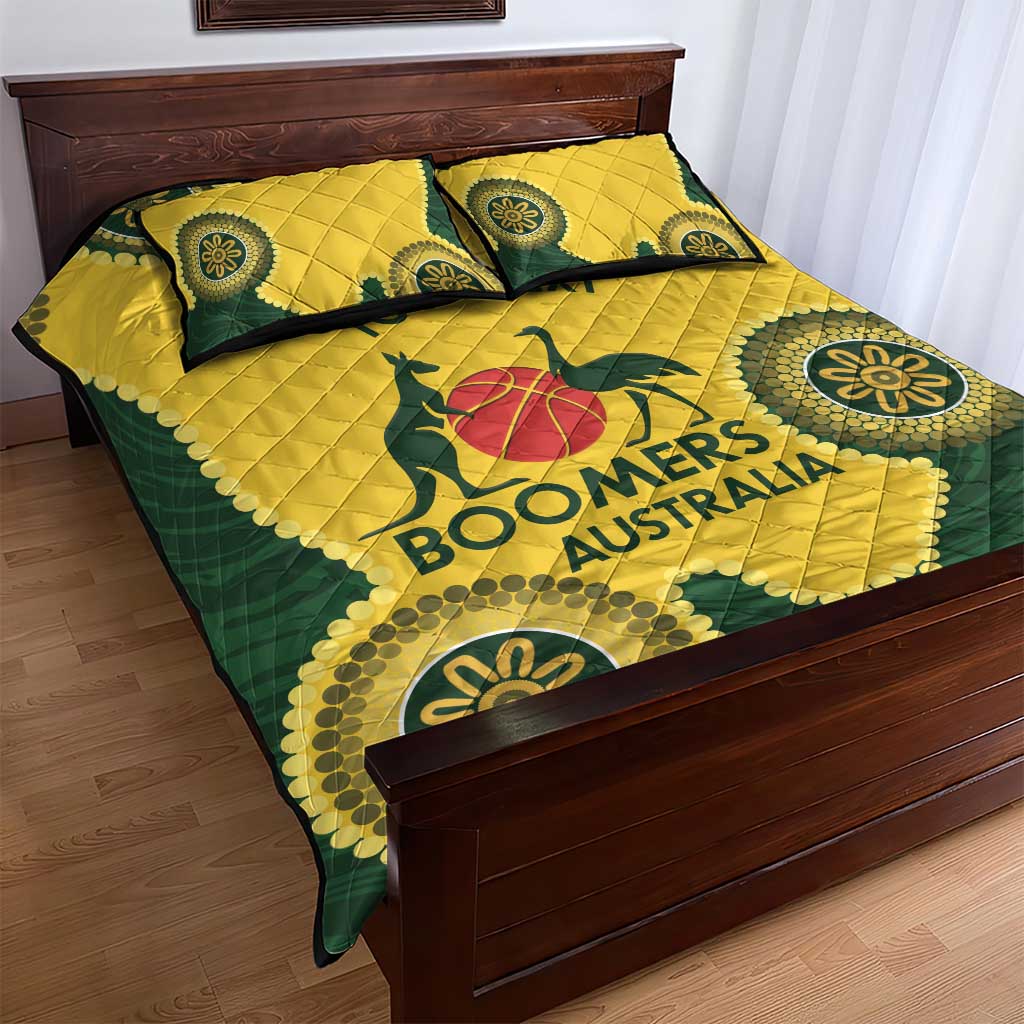Custom Australia Boomers Quilt Bed Set Aboriginal With Marble Pattern - Yellow