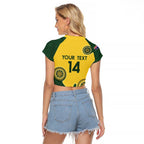 Custom Australia Boomers Raglan Cropped T Shirt Aboriginal With Marble Pattern - Yellow