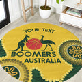 Custom Australia Boomers Round Carpet Aboriginal With Marble Pattern - Yellow
