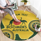 Custom Australia Boomers Round Carpet Aboriginal With Marble Pattern - Yellow