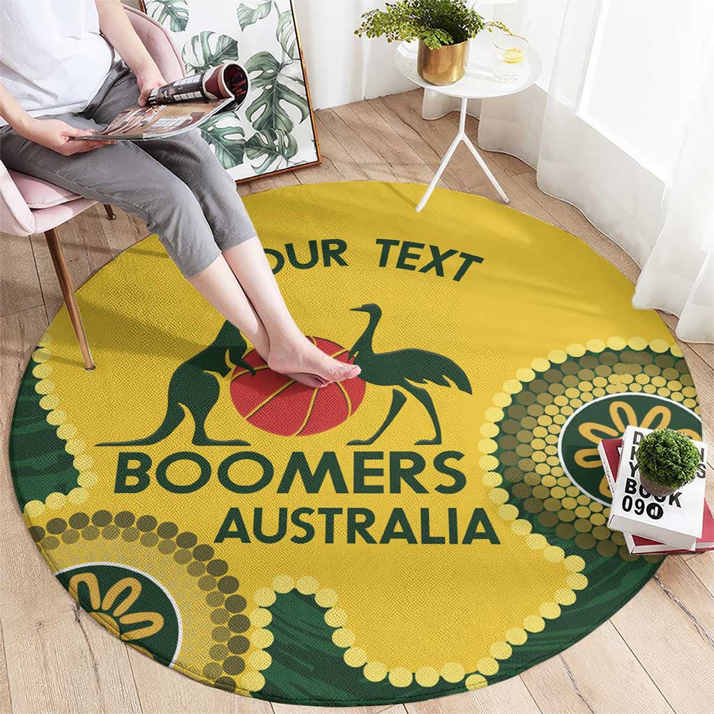 Custom Australia Boomers Round Carpet Aboriginal With Marble Pattern - Yellow