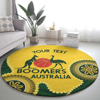 Custom Australia Boomers Round Carpet Aboriginal With Marble Pattern - Yellow