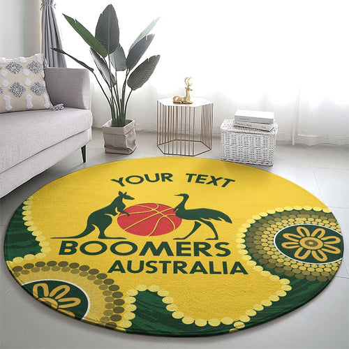 Custom Australia Boomers Round Carpet Aboriginal With Marble Pattern - Yellow