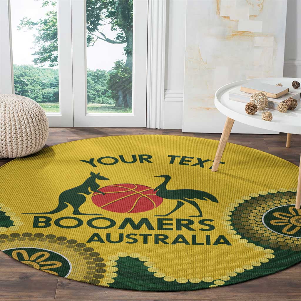 Custom Australia Boomers Round Carpet Aboriginal With Marble Pattern - Yellow