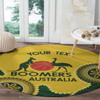 Custom Australia Boomers Round Carpet Aboriginal With Marble Pattern - Yellow
