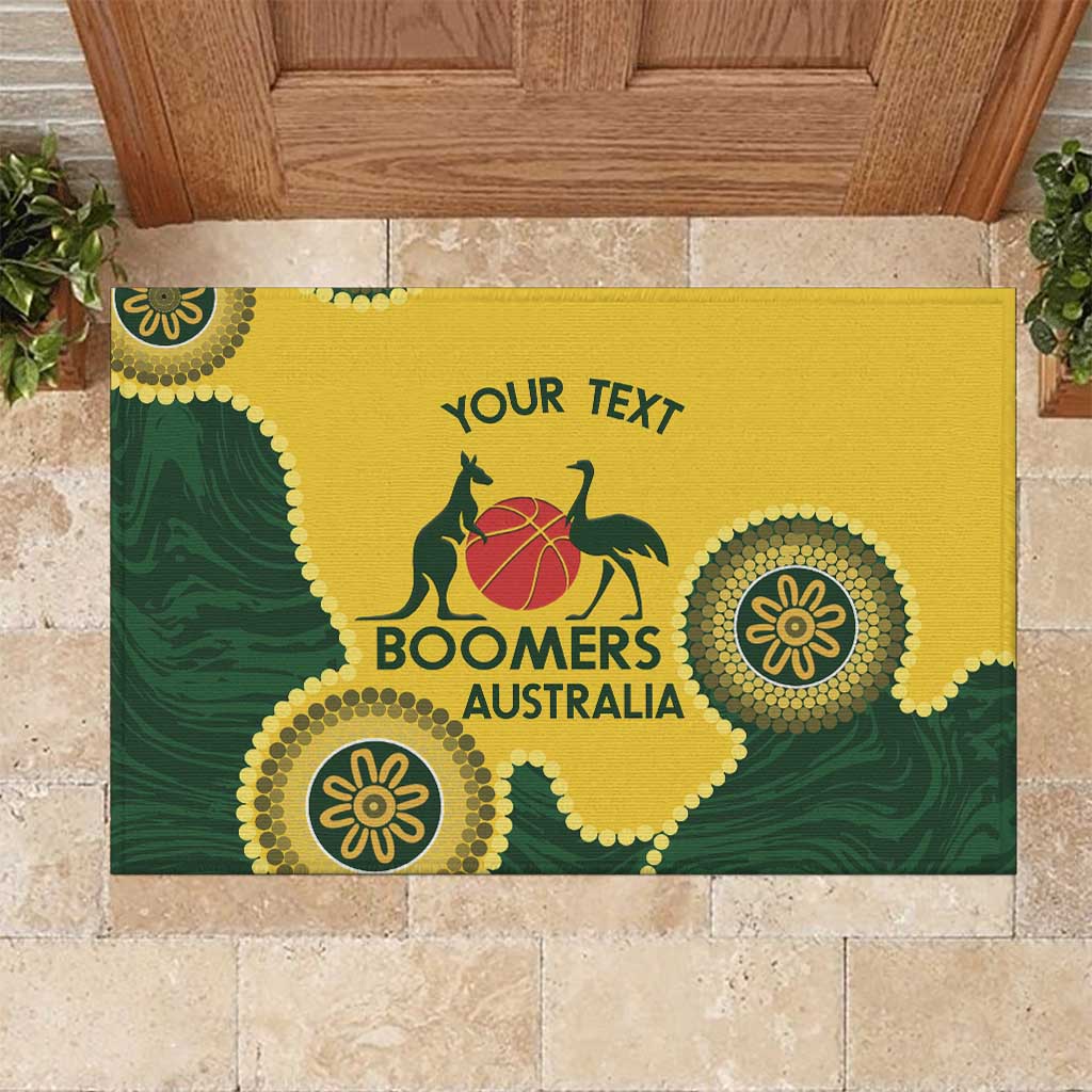 Custom Australia Boomers Rubber Doormat Aboriginal With Marble Pattern - Yellow