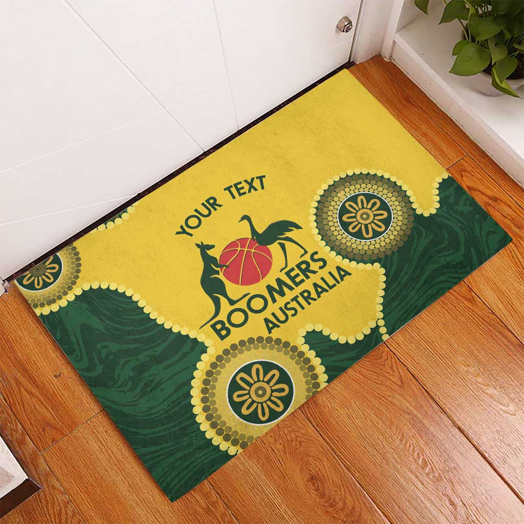 Custom Australia Boomers Rubber Doormat Aboriginal With Marble Pattern - Yellow