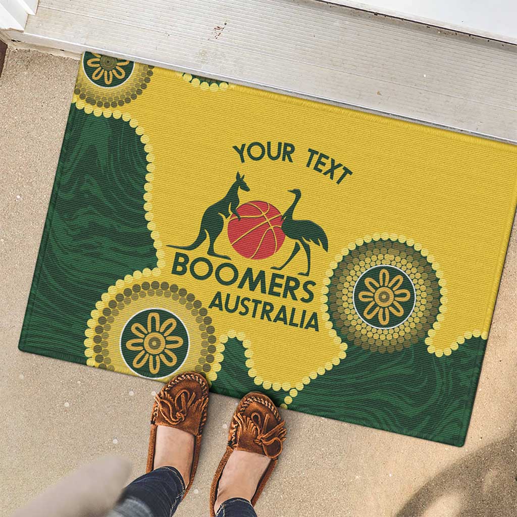 Custom Australia Boomers Rubber Doormat Aboriginal With Marble Pattern - Yellow