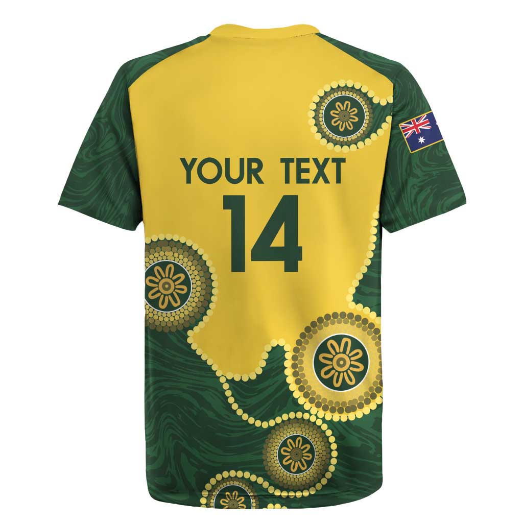 Custom Australia Boomers Rugby Jersey Aboriginal With Marble Pattern - Yellow