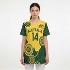 Custom Australia Boomers Scrub Top Aboriginal With Marble Pattern - Yellow - Aussie Hoodie