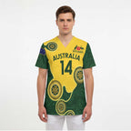 Custom Australia Boomers Scrub Top Aboriginal With Marble Pattern - Yellow - Aussie Hoodie
