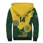 Custom Australia Boomers Sherpa Hoodie Aboriginal With Marble Pattern - Yellow