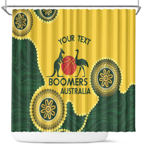 Custom Australia Boomers Shower Curtain Aboriginal With Marble Pattern - Yellow
