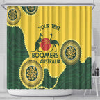 Custom Australia Boomers Shower Curtain Aboriginal With Marble Pattern - Yellow