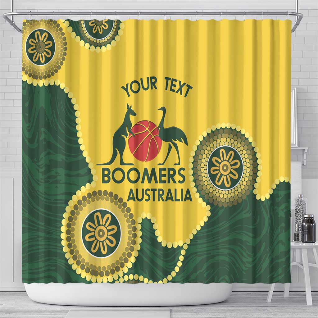 Custom Australia Boomers Shower Curtain Aboriginal With Marble Pattern - Yellow