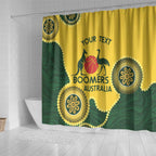 Custom Australia Boomers Shower Curtain Aboriginal With Marble Pattern - Yellow