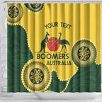 Custom Australia Boomers Shower Curtain Aboriginal With Marble Pattern - Yellow