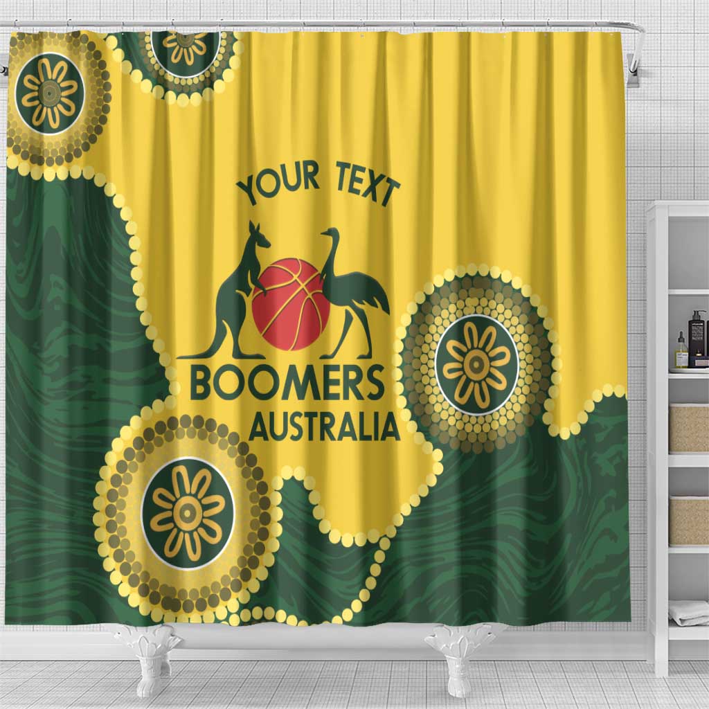 Custom Australia Boomers Shower Curtain Aboriginal With Marble Pattern - Yellow