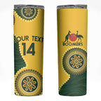 Custom Australia Boomers Skinny Tumbler Aboriginal With Marble Pattern - Yellow