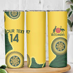 Custom Australia Boomers Skinny Tumbler Aboriginal With Marble Pattern - Yellow