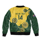 Custom Australia Boomers Sleeve Zip Bomber Jacket Aboriginal With Marble Pattern - Yellow