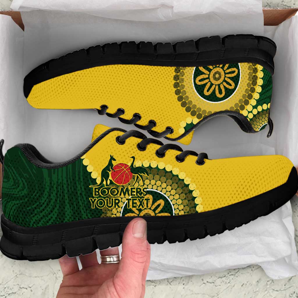 Custom Australia Boomers Sneakers Aboriginal With Marble Pattern - Yellow