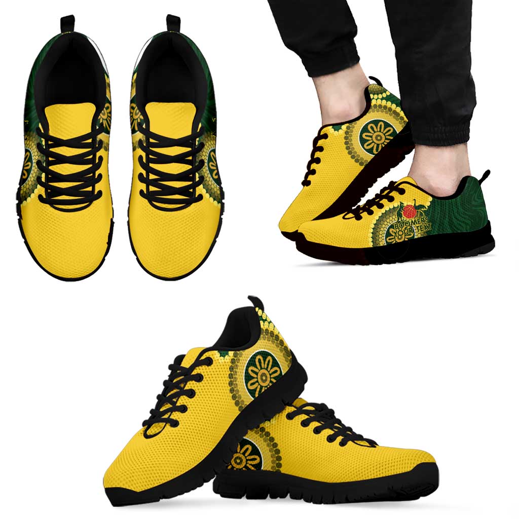 Custom Australia Boomers Sneakers Aboriginal With Marble Pattern - Yellow