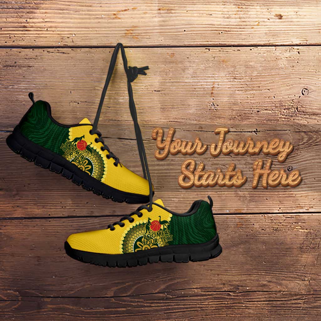 Custom Australia Boomers Sneakers Aboriginal With Marble Pattern - Yellow