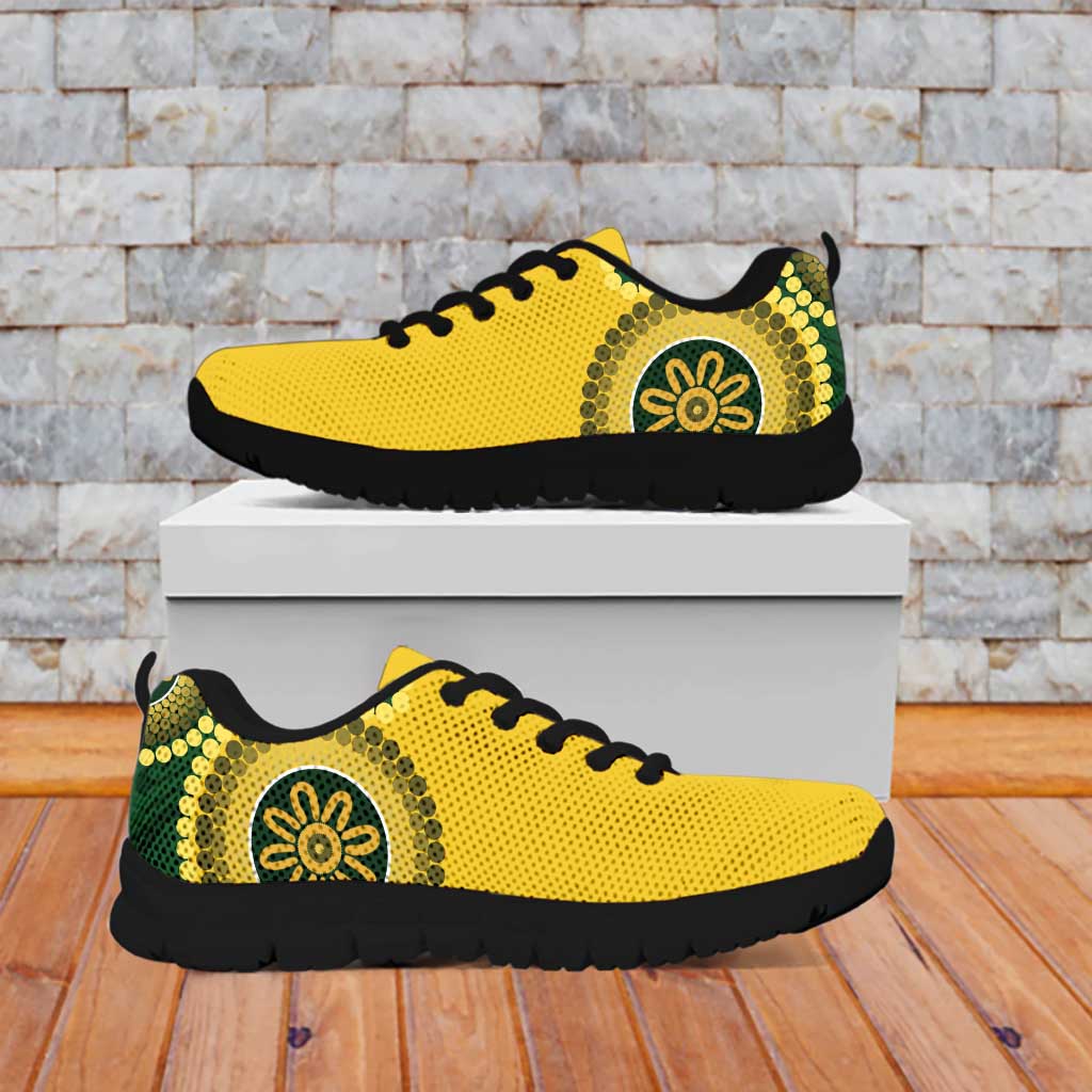 Custom Australia Boomers Sneakers Aboriginal With Marble Pattern - Yellow