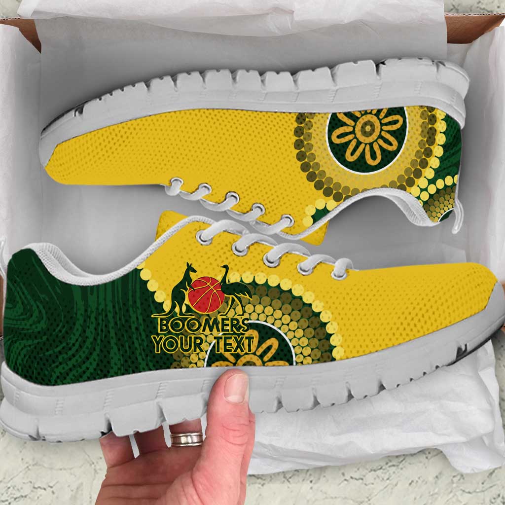 Custom Australia Boomers Sneakers Aboriginal With Marble Pattern - Yellow