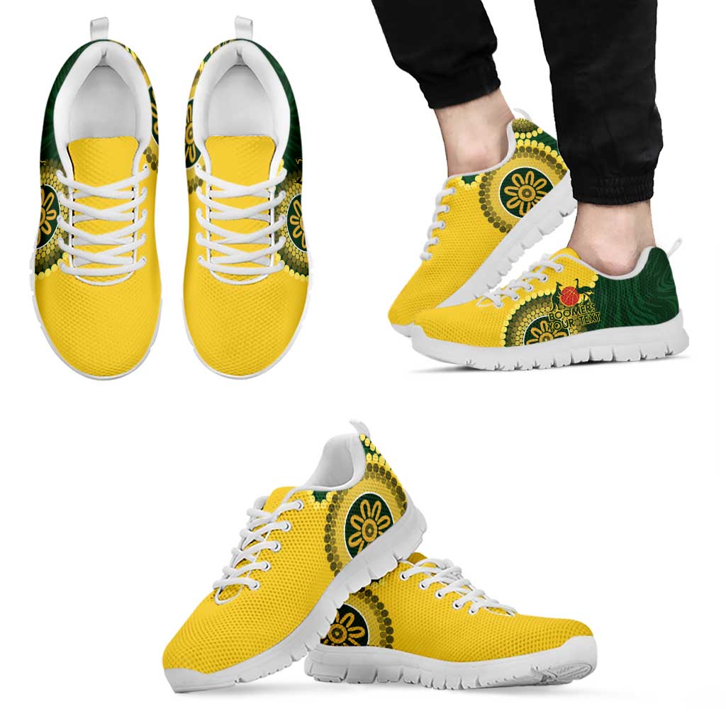 Custom Australia Boomers Sneakers Aboriginal With Marble Pattern - Yellow