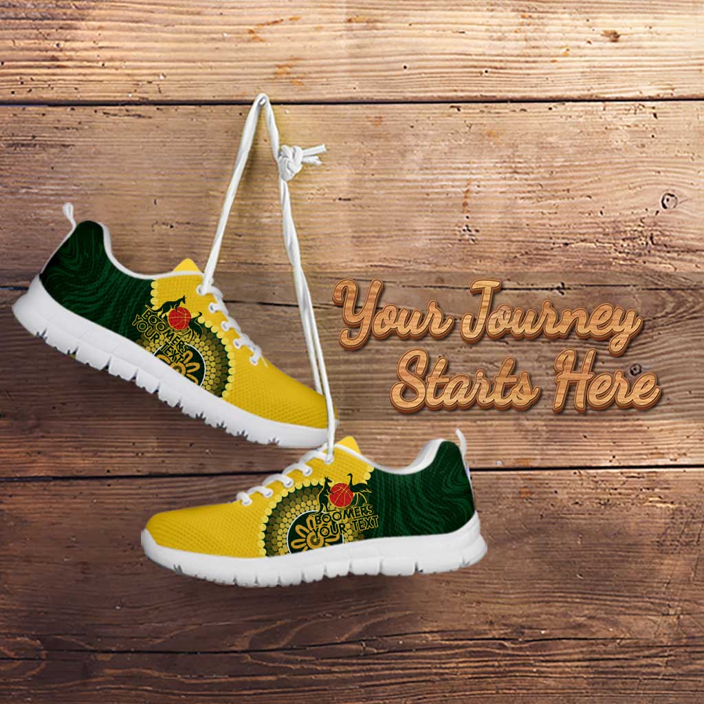 Custom Australia Boomers Sneakers Aboriginal With Marble Pattern - Yellow