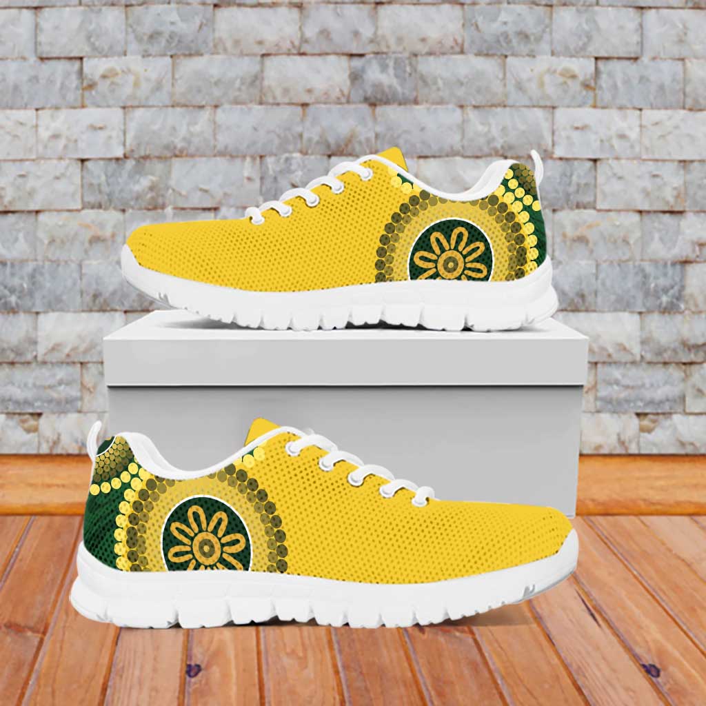 Custom Australia Boomers Sneakers Aboriginal With Marble Pattern - Yellow