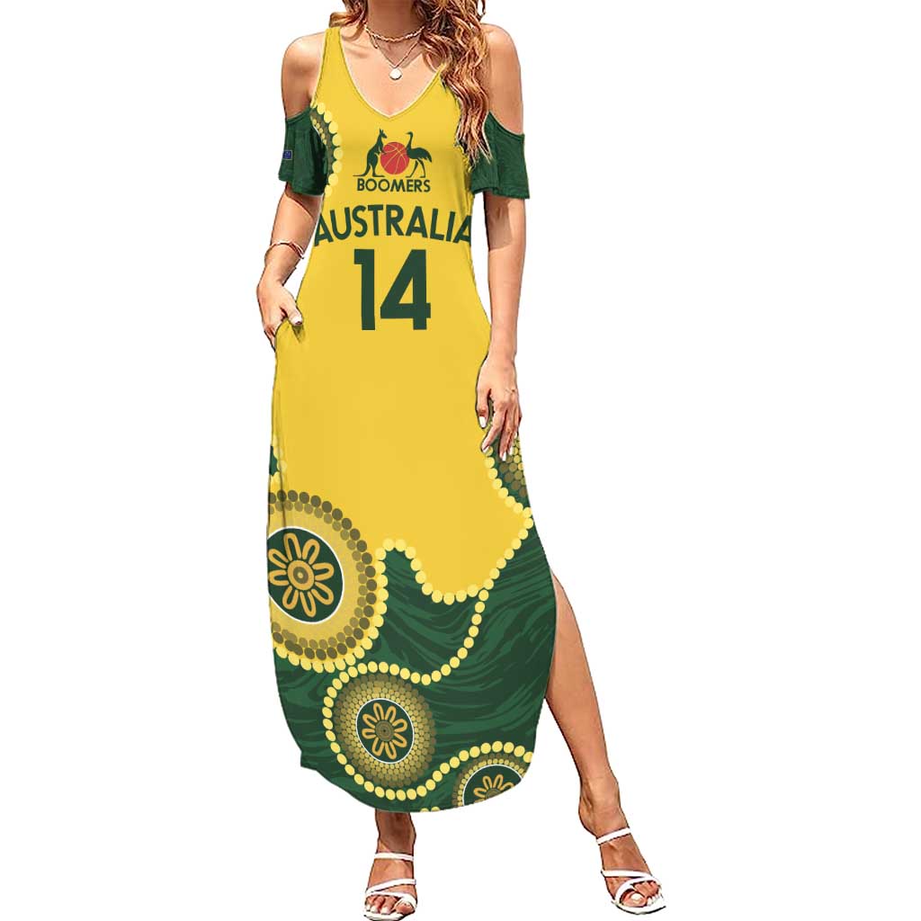 Custom Australia Boomers Summer Maxi Dress Aboriginal With Marble Pattern - Yellow