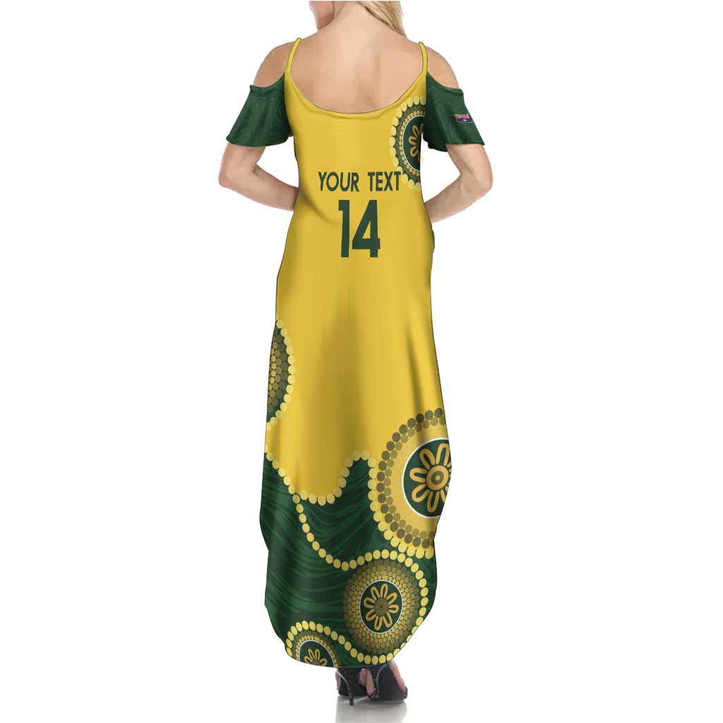 Custom Australia Boomers Summer Maxi Dress Aboriginal With Marble Pattern - Yellow