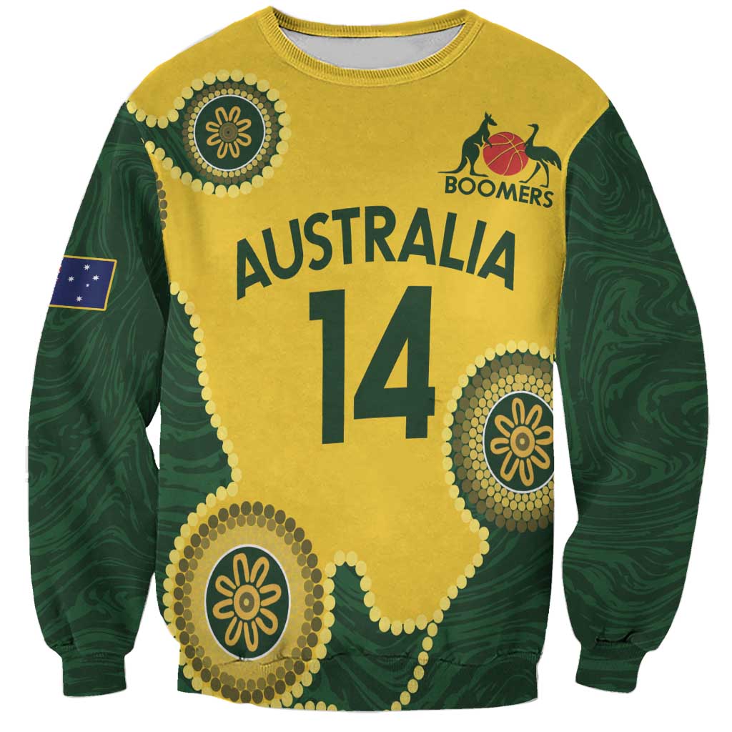 Custom Australia Boomers Sweatshirt Aboriginal With Marble Pattern - Yellow