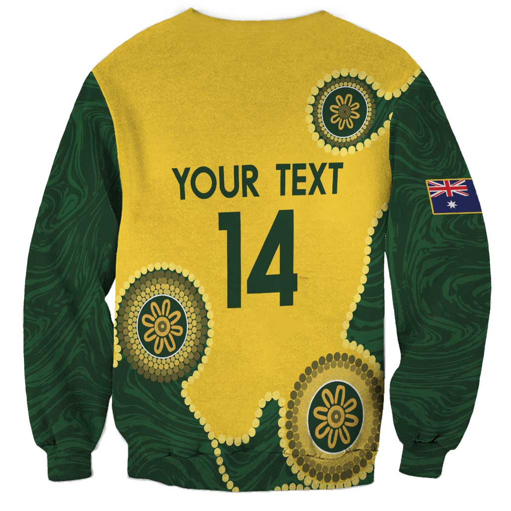 Custom Australia Boomers Sweatshirt Aboriginal With Marble Pattern - Yellow