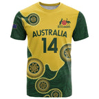 Custom Australia Boomers T Shirt Aboriginal With Marble Pattern - Yellow