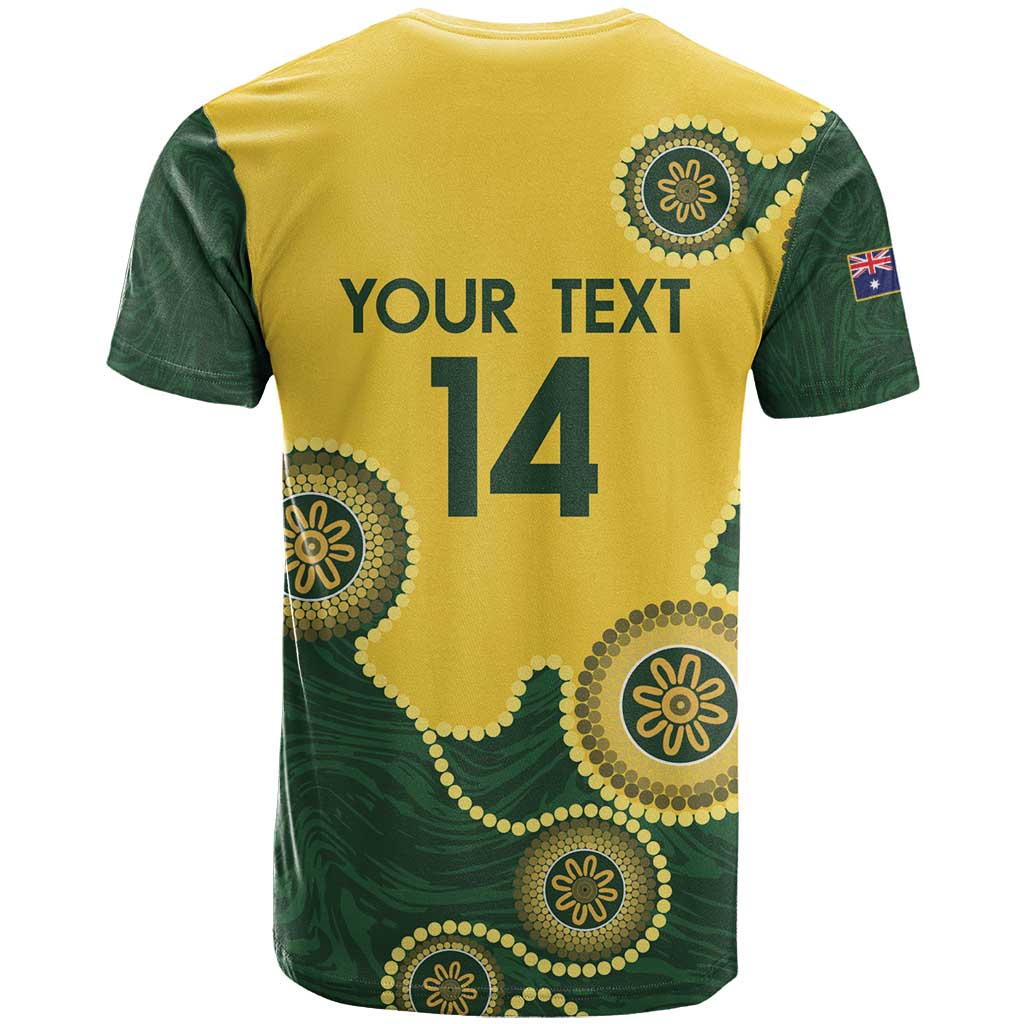 Custom Australia Boomers T Shirt Aboriginal With Marble Pattern - Yellow