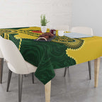 Custom Australia Boomers Tablecloth Aboriginal With Marble Pattern - Yellow