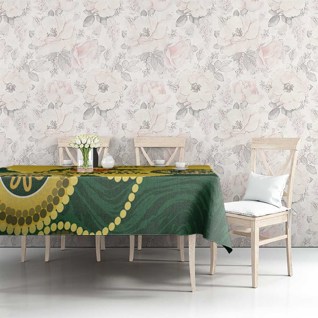 Custom Australia Boomers Tablecloth Aboriginal With Marble Pattern - Yellow