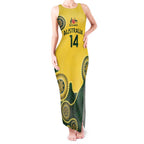Custom Australia Boomers Tank Maxi Dress Aboriginal With Marble Pattern - Yellow