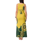 Custom Australia Boomers Tank Maxi Dress Aboriginal With Marble Pattern - Yellow