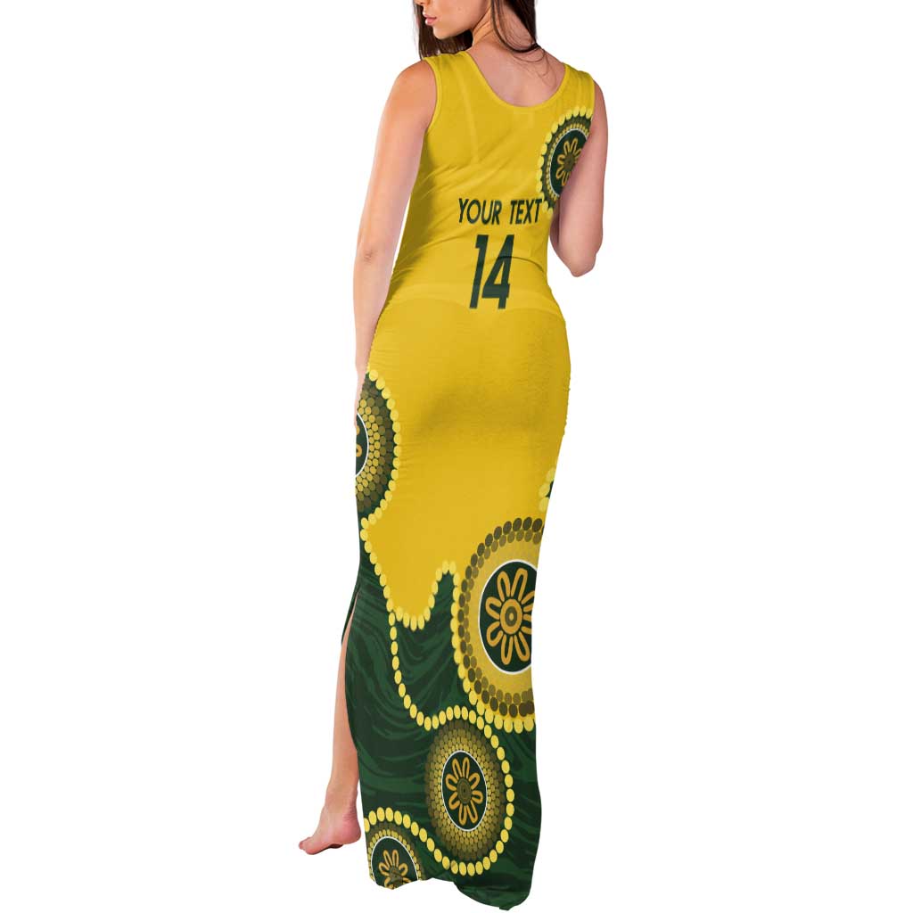 Custom Australia Boomers Tank Maxi Dress Aboriginal With Marble Pattern - Yellow