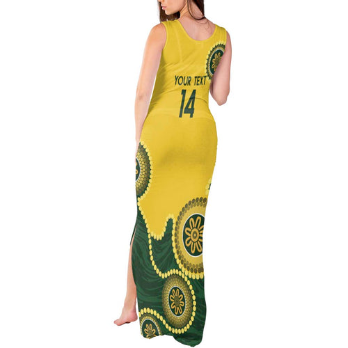 Custom Australia Boomers Tank Maxi Dress Aboriginal With Marble Pattern - Yellow